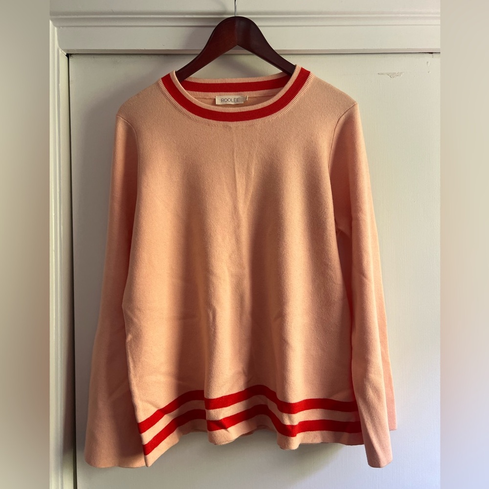 Roolee sweater, peach and red size Large